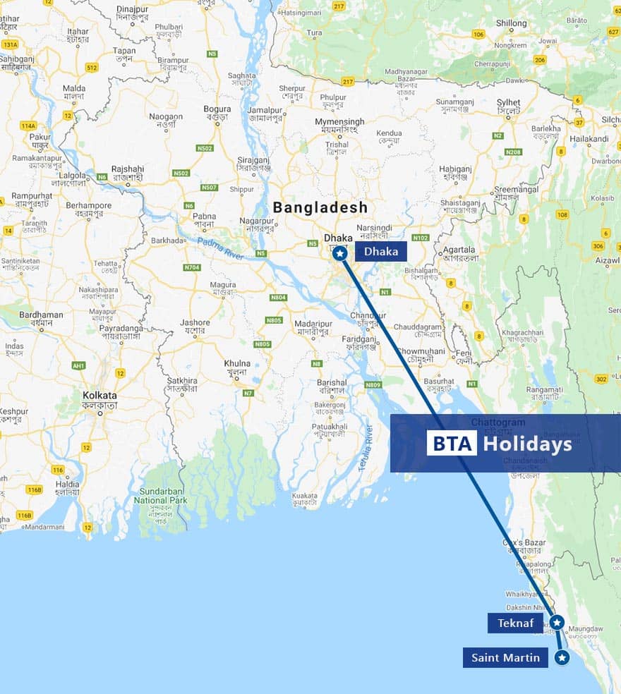 Map of Saint Martin Tour with BTA Holidays