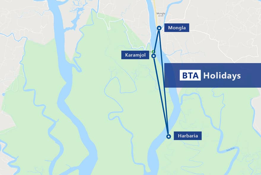 Sundarban Day Tour map of BTA Holidays