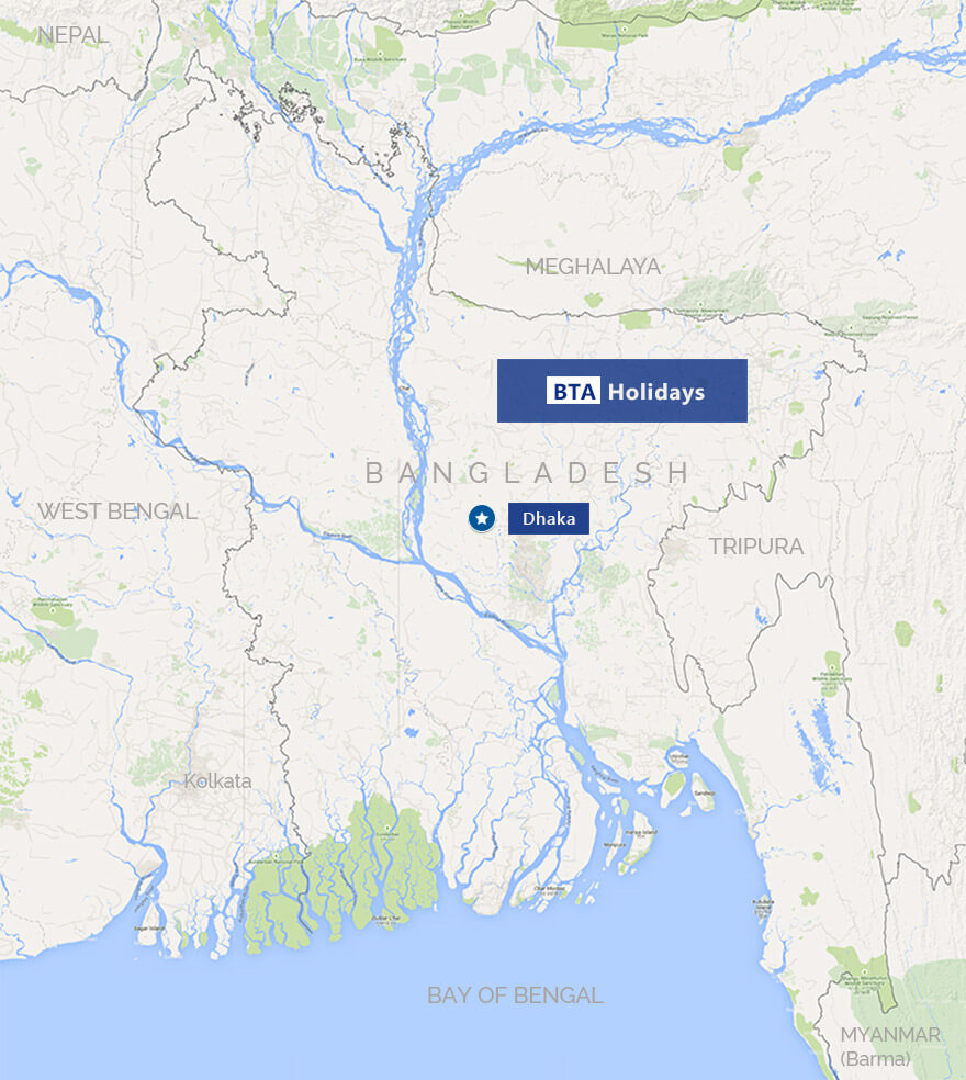 A map of the Old Dhaka Tour with BTA Holidays